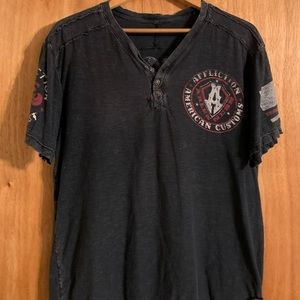 Affliction distressed Henley size Large